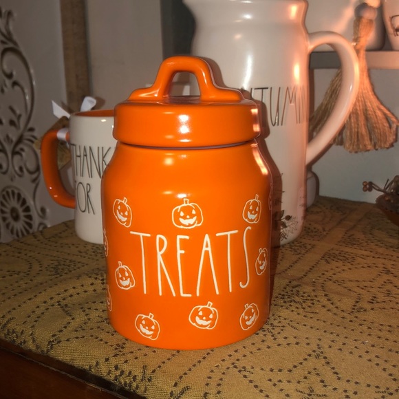 Rae Dunn Holiday Rae Dunn Treats Baby Canister Orange With Pumpkins